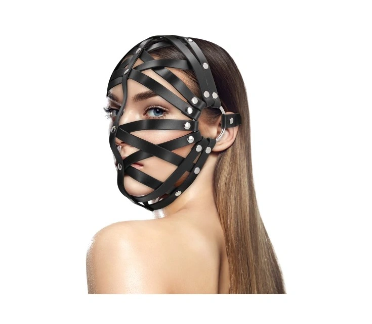 Masca de Fata Fetish Cage Mask, Pu Leather, Negru 1 Masca de Fata Fetish Cage Mask, Pu Leather, Negru