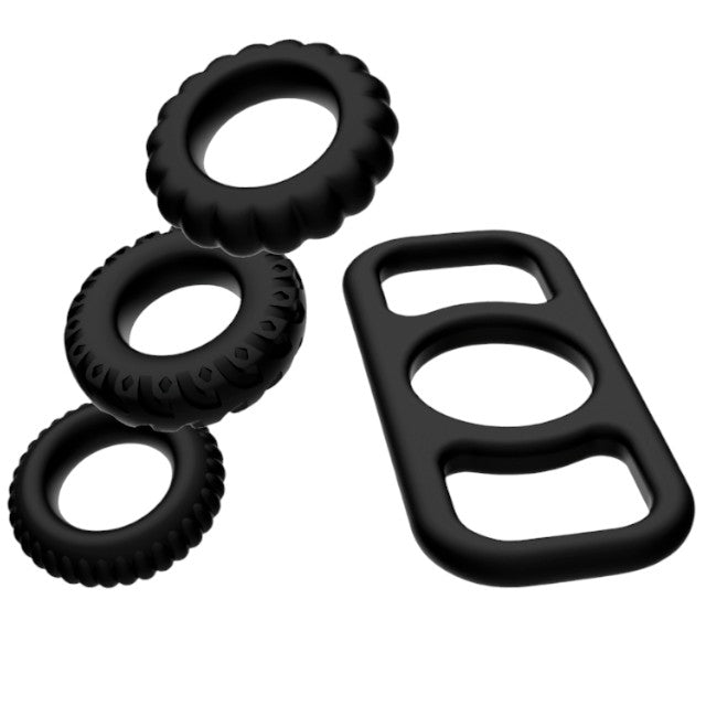 Set 4 inele pentru penis ADDICTED TOYS Cock Ring Set, din silicon flexibil, diametre progresive 2.1 - 2.8 cm, negru 1 Set 4 inele pentru penis ADDICTED TOYS Cock Ring Set, din silicon flexibil, diametre progresive 2.1 - 2.8 cm, negru