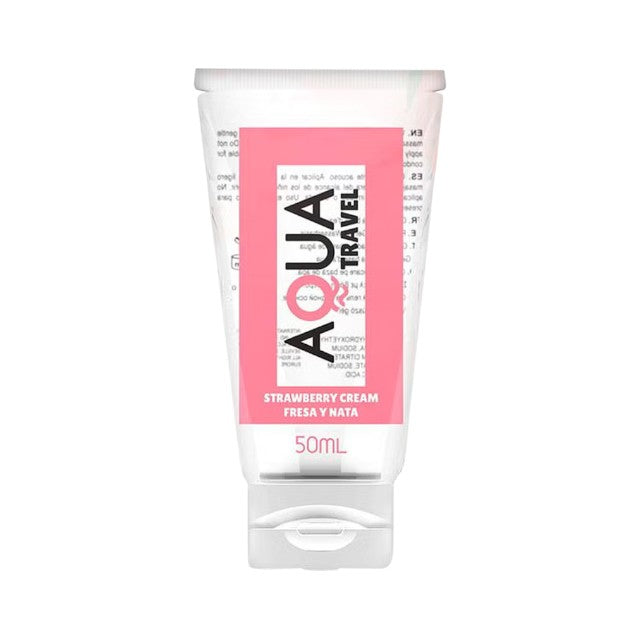 Lubrifiant cu aromă AQUA TRAVEL Strawberry Cream, pe bază de apă, cu gust delicios de căpșuni și frișcă, 50 ml 1 Lubrifiant cu aromă AQUA TRAVEL Strawberry Cream, pe bază de apă, cu gust delicios de căpșuni și frișcă, 50 ml