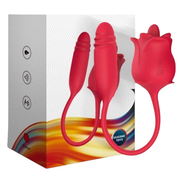 Vibrator dublu ARMONY Rose 3 in 1, în formă de trandafir, 10 funcții de aspirație, 10 funcții de vibrație, roșu 1 Vibrator dublu ARMONY Rose 3 in 1, în formă de trandafir, 10 funcții de aspirație, 10 funcții de vibrație, roșu