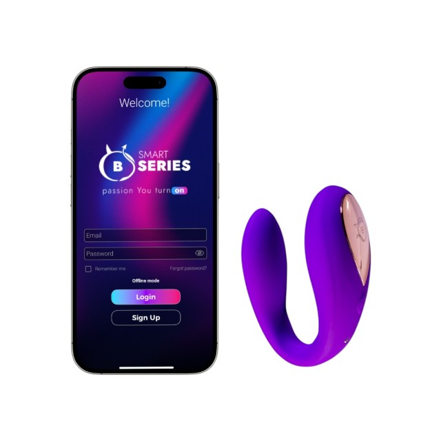 Vibrator dublu B-SERIES Double Fun, control prin aplicație, 10 funcții de vibrație, rezistent la apă IPX7, din silicon, mov 1 Vibrator dublu B-SERIES Double Fun, control prin aplicație, 10 funcții de vibrație, rezistent la apă IPX7, din silicon, mov