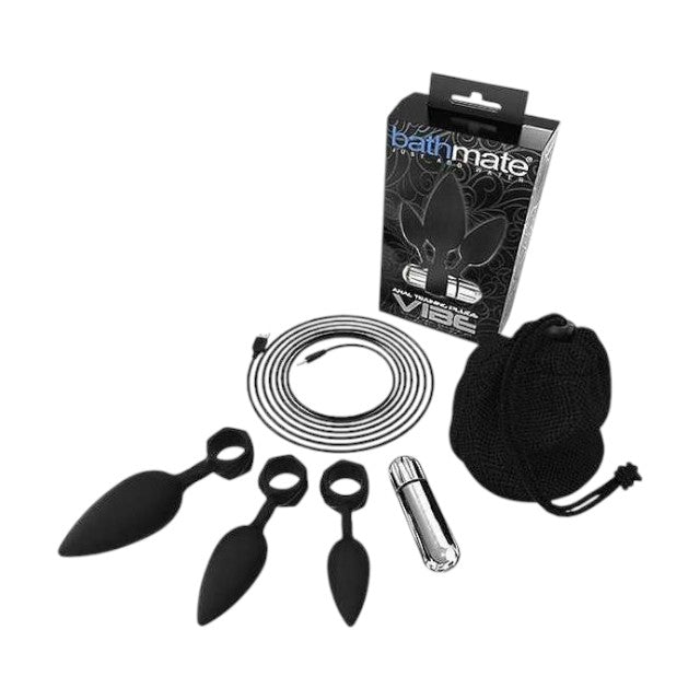 Set plug anal BATHMATE Anal Training Plugs Vibe, 3 dopuri anale + vibrator bullet cu 10 funcții de vibrație, negru cu argintiu 1 Set plug anal BATHMATE Anal Training Plugs Vibe, 3 dopuri anale + vibrator bullet cu 10 funcții de vibrație, negru cu argintiu