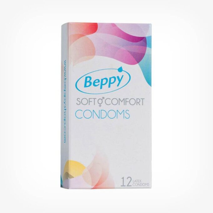 Prezervative BEPPY Soft & Comfort, din latex natural, diametru 56 mm, 12 buc
