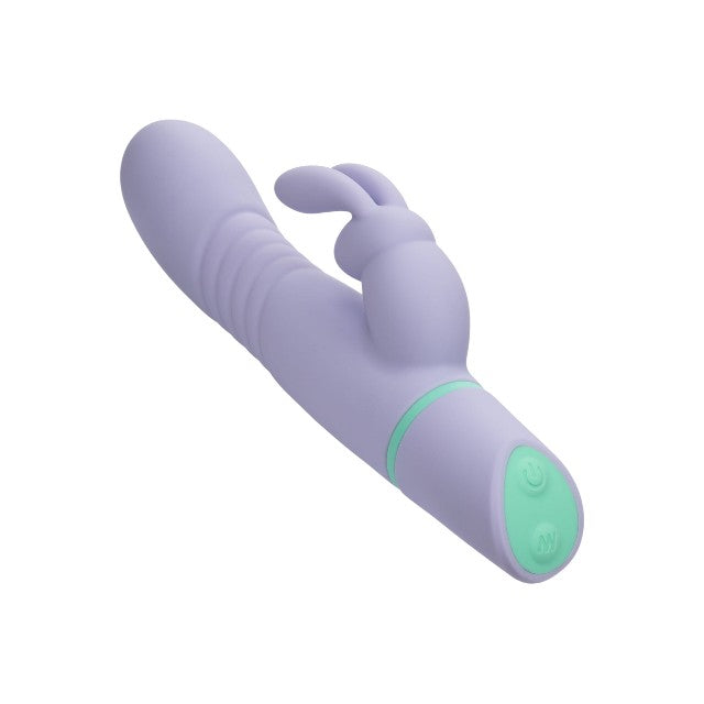 Vibrator rabbit CALEXOTICS Love Bunny - Thrusting Bunny, cu funcție de penetrare, 100+ combinații de senzații, rezistent la apă IPX7, mov 1 Vibrator rabbit CALEXOTICS Love Bunny - Thrusting Bunny, cu funcție de penetrare, 100+ combinații de senzații, rezistent la apă IPX7, mov