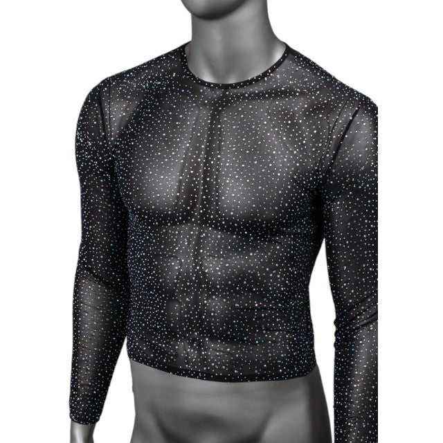 Bluză sexy bărbați CALEXOTICS Radiance Long Sleeve Shirt, design din plasă cu strasuri, negru, mărime universală (20-3) 1 Bluză sexy bărbați CALEXOTICS Radiance Long Sleeve Shirt, design din plasă cu strasuri, negru, mărime universală (20-3)