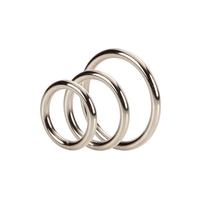 Set 3 inele pentru penis CALEXOTICS Silver Ring Set, din oțel placat cu argint, dimensiuni progresive, 3.25 - 5 cm 1 Set 3 inele pentru penis CALEXOTICS Silver Ring Set, din oțel placat cu argint, dimensiuni progresive, 3.25 - 5 cm
