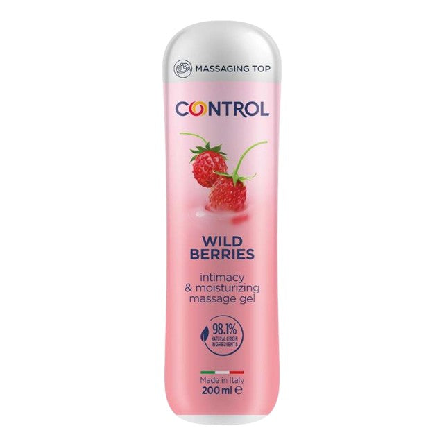 Gel pentru masaj și lubrifiant CONTROL Wild Berries, capac cu bile de masaj, aromă de fructe de pădure, 200 ml