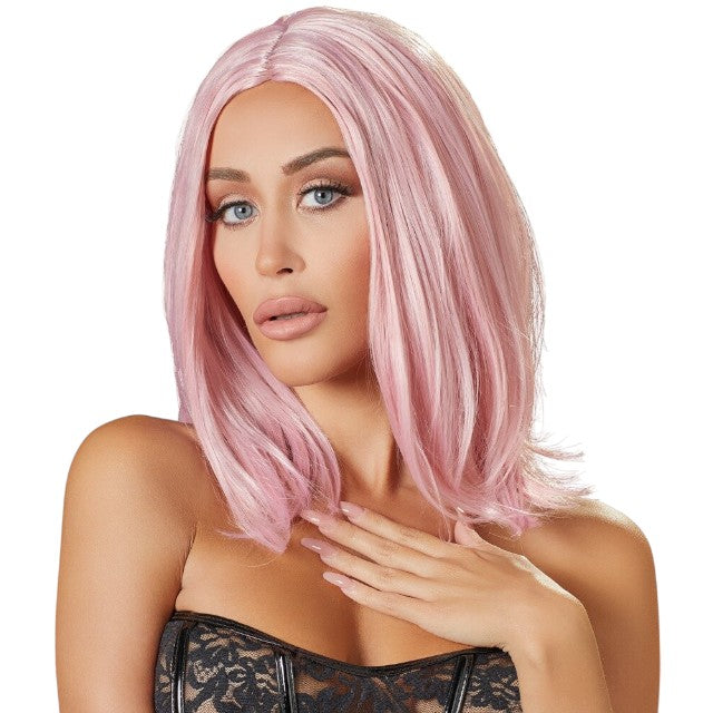 Perucă sexy COTTELLI Accessoires, pentru jocuri erotice și costume roleplay, lungime bob până la umăr, culoarea roz pastel 1 Perucă sexy COTTELLI Accessoires, pentru jocuri erotice și costume roleplay, lungime bob până la umăr, culoarea roz pastel