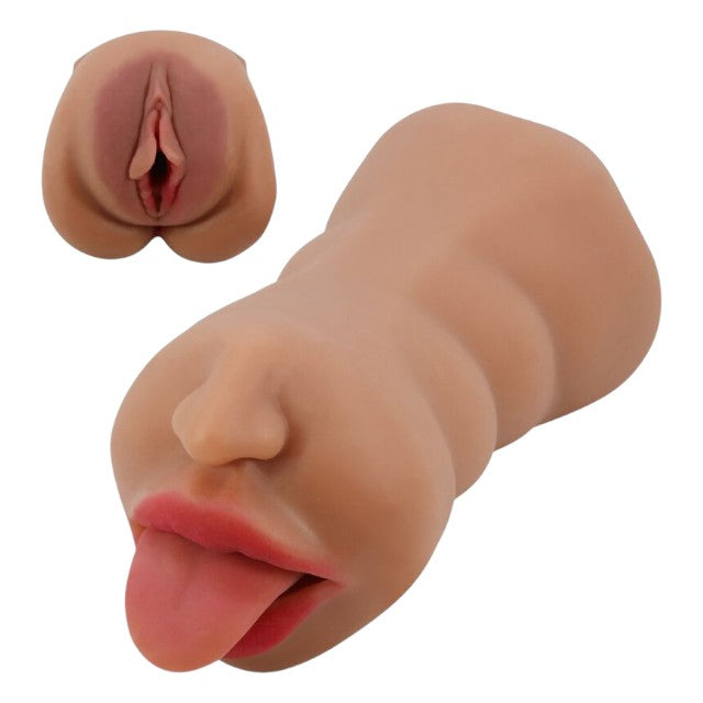 Masturbator dublu CRAZY BULL SARAH, cu simulare orală și vaginală realistă, rezistent la apă, lungime 18 cm