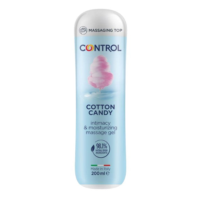 Gel pentru masaj și lubrifiant CONTROL Cotton Candy, capac cu bile de masaj, aromă de vată de zahăr, 200 ml