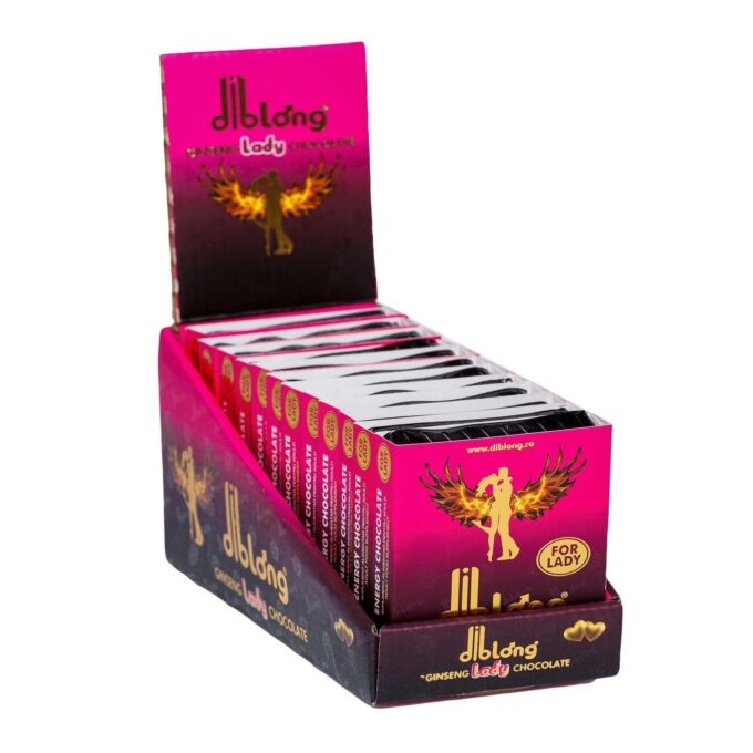 Diblong Energy Chocolate for Lady - supliment alimentar pentru femei pe bază de ciocolată, cu plante care susțin sănătatea sexuală și recăpătarea energiei, 12 x 24g