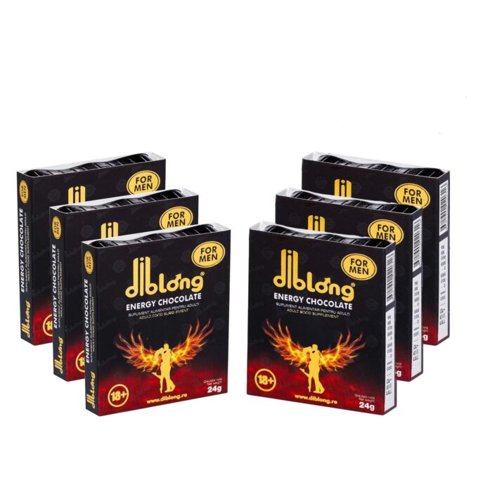 Diblong Energy Chocolate For Men - supliment alimentar pentru bărbați pe bază de ciocolată, cu plante care susțin sănătatea sexuală și funcția erectilă, 6 x 24g