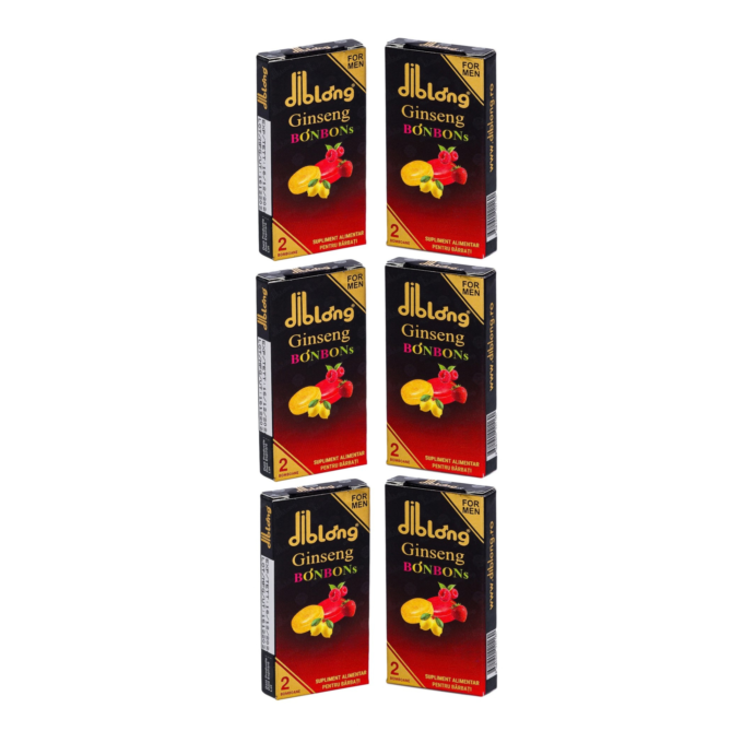 Diblong Ginseng Bonbons - supliment alimentar pentru bărbați, bomboane cu ingrediente naturale ce susțin sănătatea sexuală și funcția erectilă, 6 cutii x 2 buc