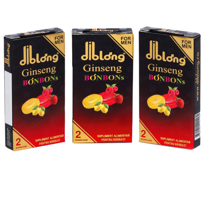 Diblong Ginseng Bonbons - supliment alimentar pentru bărbați, bomboane cu ingrediente naturale ce susțin sănătatea sexuală și funcția erectilă, 3 cutii x 2 buc