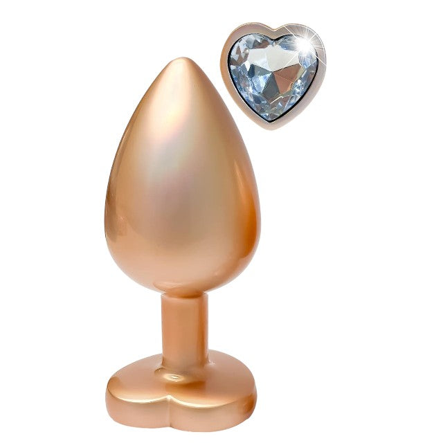 Plug anal DREAMTOYS Pearl Gold Plug, cu bază în formă de inimă, lungime 9.5 cm, diametru 4.3 cm, auriu, mărime L 1 Plug anal DREAMTOYS Pearl Gold Plug, cu bază în formă de inimă, lungime 9.5 cm, diametru 4.3 cm, auriu, mărime L