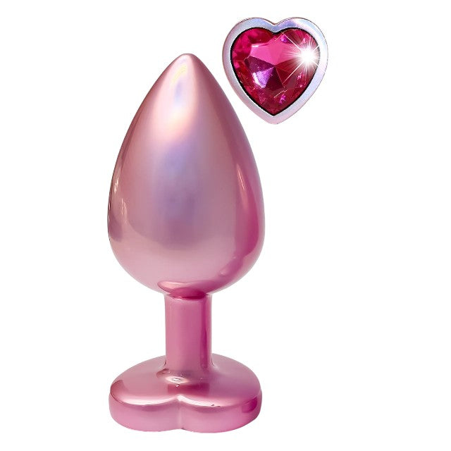 Plug anal DREAMTOYS Pearl Pink Plug, cu bază în formă de inimă, lungime 9.5 cm, diametru 4.3 cm, roz, mărime L 1 Plug anal DREAMTOYS Pearl Pink Plug, cu bază în formă de inimă, lungime 9.5 cm, diametru 4.3 cm, roz, mărime L