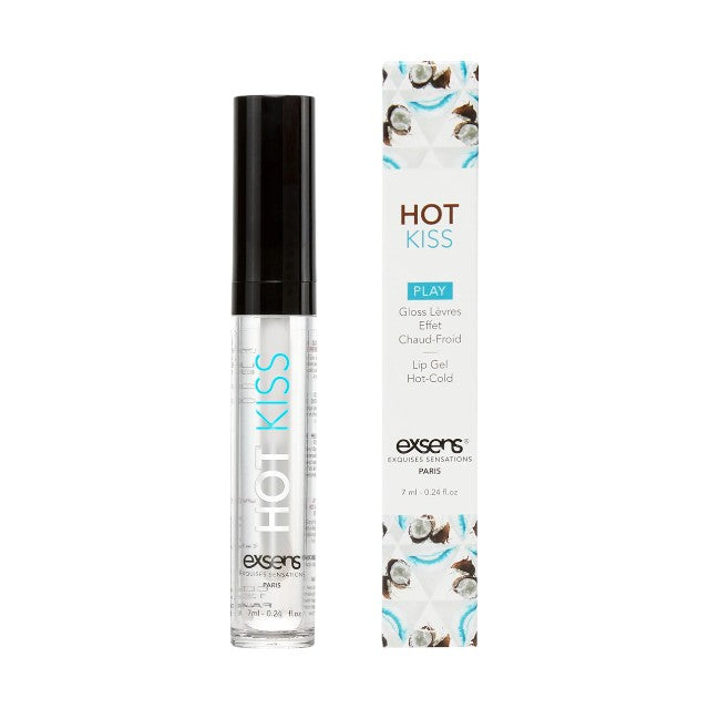 Luciu de buze pentru sex oral EXSENS Hot Kiss Coconut, efect dublu de încălzire și răcire, aromă de cocos, 7 ml