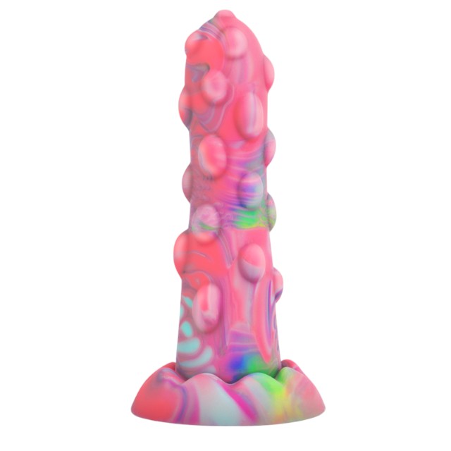Dildo Epic - NIXIE, din silicon cu striati, roz cu verde, 15.5 cm 1 Dildo Epic - NIXIE, din silicon cu striati, roz cu verde, 15.5 cm