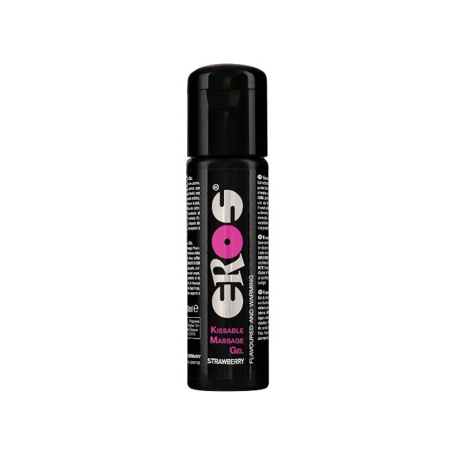 Gel de masaj EROS Kissable, pe bază de apă, sărutabil, cu efect de încălzire, aromă de căpșuni, 100 ml