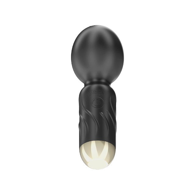 Aparat de masaj mini IBIZA Pocket Wand, 10 funcții de vibrație, lungime 11.5 cm, din silicon, rezistent la apă IPX5, negru