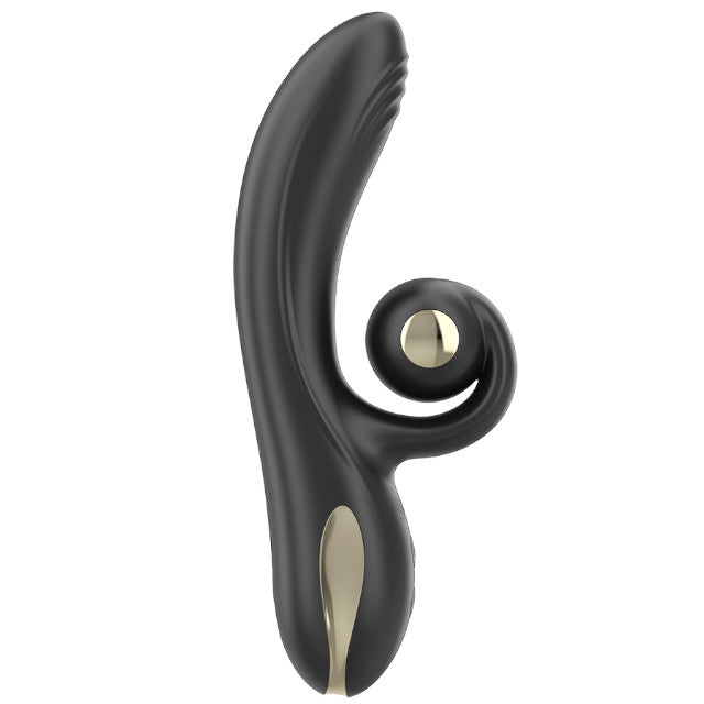 Vibrator dublu IBIZA Twister Vibrator, cu stimulator clitoris curbat, 10 funcții de rotație, 10 funcții de vibrație, negru 1 Vibrator dublu IBIZA Twister Vibrator, cu stimulator clitoris curbat, 10 funcții de rotație, 10 funcții de vibrație, negru