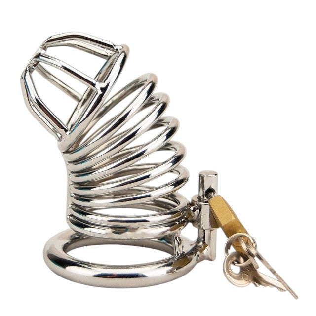 Cușcă pentru penis IMPOUND Spiral Male Chastity, pentru castitate bărbați, cu 3 inele pentru penis, din metal, culoare argintiu, diamentru 4 cm 1 Cușcă pentru penis IMPOUND Spiral Male Chastity, pentru castitate bărbați, cu 3 inele pentru penis, din metal, culoare argintiu, diamentru 4 cm