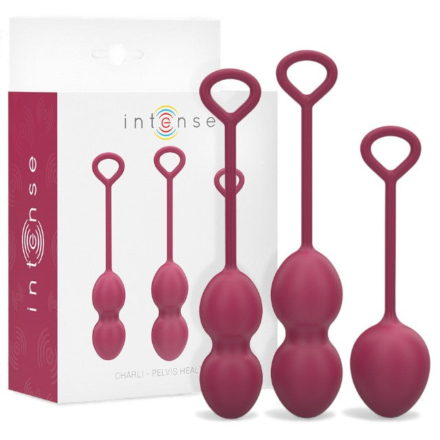 Set 3 bile kegel INTENSE Charli, pentru tonifierea mușchilor pelvieni, 3 dimensiuni, rezistente la apă, mov 1 Set 3 bile kegel INTENSE Charli, pentru tonifierea mușchilor pelvieni, 3 dimensiuni, rezistente la apă, mov