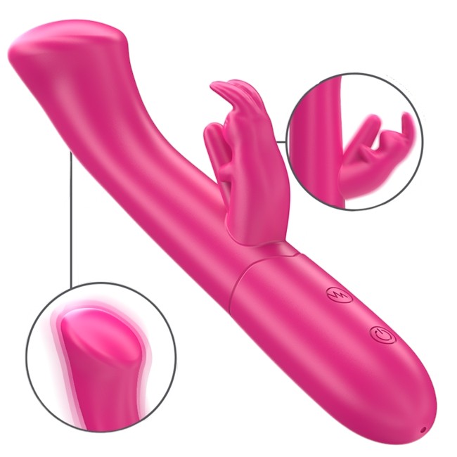 Vibrator rabbit INTENSE JULIETA, din silicon premium, pentru stimularea clitorisului și punctului G, 10 funcții de vibrație, culoarea roz 1 Vibrator rabbit INTENSE JULIETA, din silicon premium, pentru stimularea clitorisului și punctului G, 10 funcții de vibrație, culoarea roz
