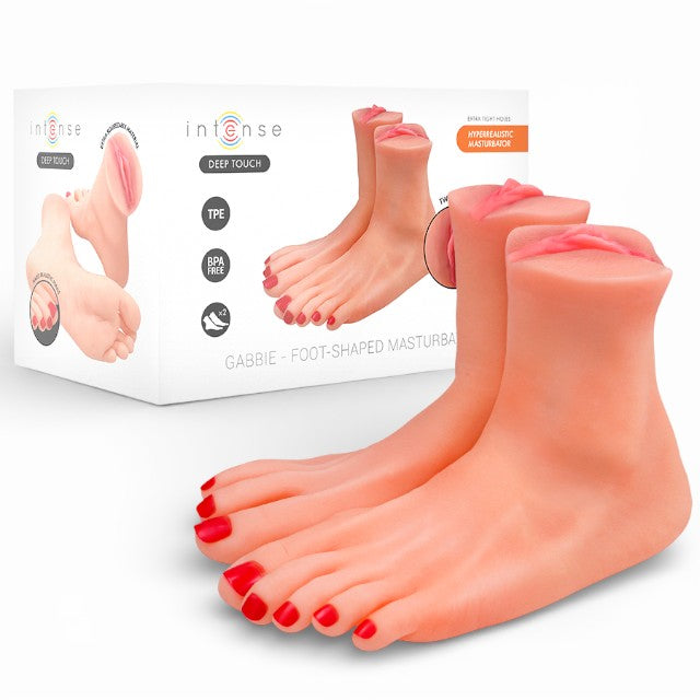 Masturbator manual INTENSE Gabbie Two Piece Foot, cu design anatomic al picioarelor, interior texturat, culoarea pielii, din TPE 1 Masturbator manual INTENSE Gabbie Two Piece Foot, cu design anatomic al picioarelor, interior texturat, culoarea pielii, din TPE
