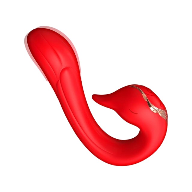 Vibrator dublu INTOYOU Swana, pentru clitoris și punctul G, 10 funcții de simulare sex oral, 10 funcții de vibrație, roșu