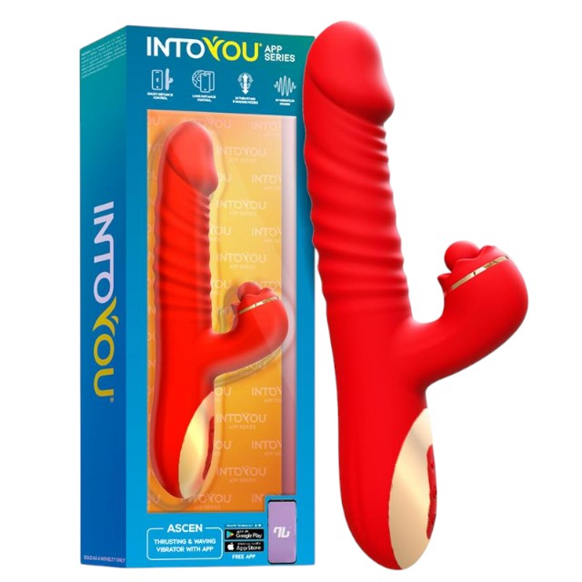 Vibrator INTOYOU APP - Ascen, control prin aplicatie, 10 functii de vibratie interna si clitoridiana, 24.8 cm x 3.5 cm, rosu 1 Vibrator INTOYOU APP - Ascen, control prin aplicatie, 10 functii de vibratie interna si clitoridiana, 24.8 cm x 3.5 cm, rosu