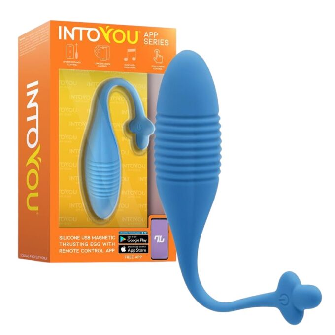 Ou vibrator INTOYOU APP - Thrusting, pentru stimularea sexuala feminina, control prin aplicatie, 8 functii de vibratie, 20.5 cm x 3.5 cm, albastru 1 Ou vibrator INTOYOU APP - Thrusting, pentru stimularea sexuala feminina, control prin aplicatie, 8 functii de vibratie, 20.5 cm x 3.5 cm, albastru