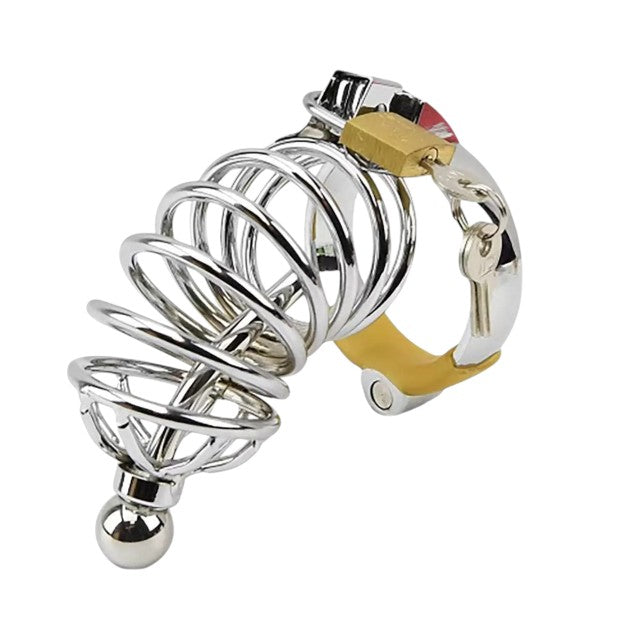 Cușcă pentru penis IMPOUND Corkscrew Male Chastity, pentru castitate bărbați, cu 3 inele pentru penis, din metal, culoare argintiu, diamentru 4.5 cm 1 Cușcă pentru penis IMPOUND Corkscrew Male Chastity, pentru castitate bărbați, cu 3 inele pentru penis, din metal, culoare argintiu, diamentru 4.5 cm