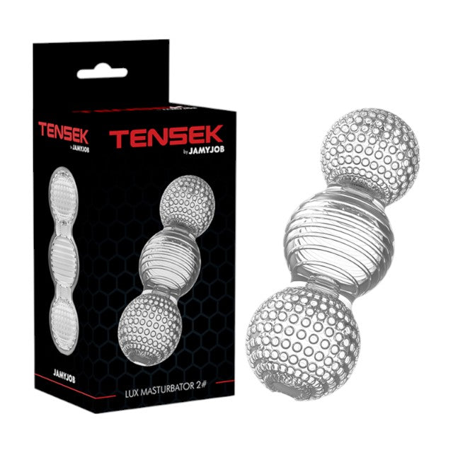 Masturbator manual JAMYJOB Tensek Lux 2, cu texturi diverse pentru stimulare intensă, din TPE Ultraskyn, transparent 1 Masturbator manual JAMYJOB Tensek Lux 2, cu texturi diverse pentru stimulare intensă, din TPE Ultraskyn, transparent