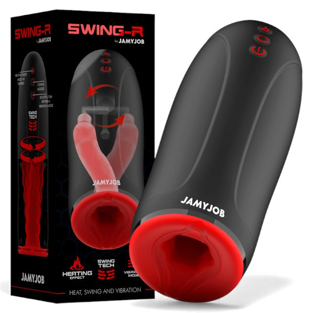 Masturbator automat JAMYJOB Swing-R, cu 3 moduri de oscilație, 6 funcții de vibrație, funcție de încălzire, culoare negru