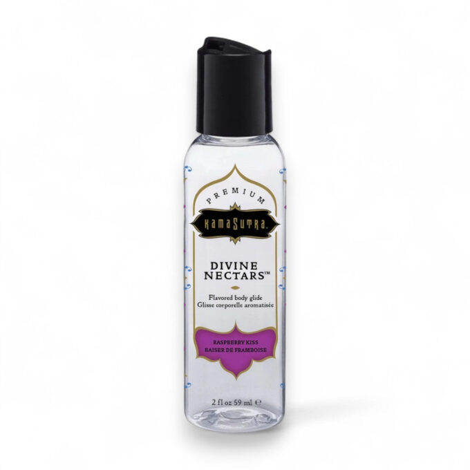 Lubrifiant cu aromă KAMASUTRA Divine Nectars Raspberry Kiss, pe bază de apă, cu aromă de zmeură, 60 ml
