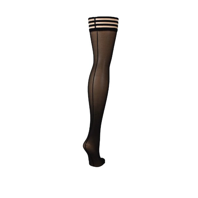 Dresuri sexy KIX’IES LOIS, cu cusătură pe spate și benzi anti-alunecare, negru, mărime C (L-XL) (model 1307C)