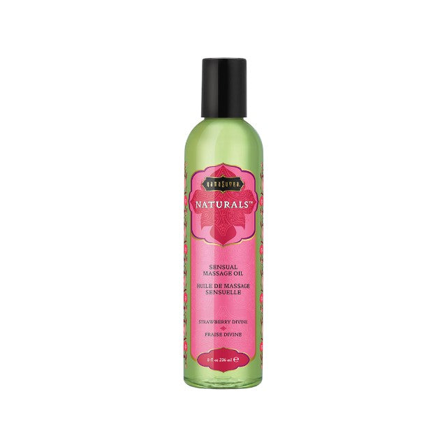 Ulei de masaj KAMASUTRA Naturals Strawberry Dreams, pentru masaj erotic, cu aromă de căpșuni, 236 ml