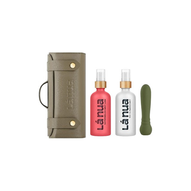 Set cadou LáNua Vibrator bullet Ultra + Lubrifiant cu aromă de PEPENE ROȘU ȘI MENTĂ + Spray curățare jucării sexuale + Geantă de călătorie