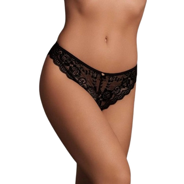 Chilot tanga LE DÉSIR BY SHOTS Claire Elastic Lace Brief, design din dantelă cu decupaj în spate, culoare negru, mărime universală 1 Chilot tanga LE DÉSIR BY SHOTS Claire Elastic Lace Brief, design din dantelă cu decupaj în spate, culoare negru, mărime universală