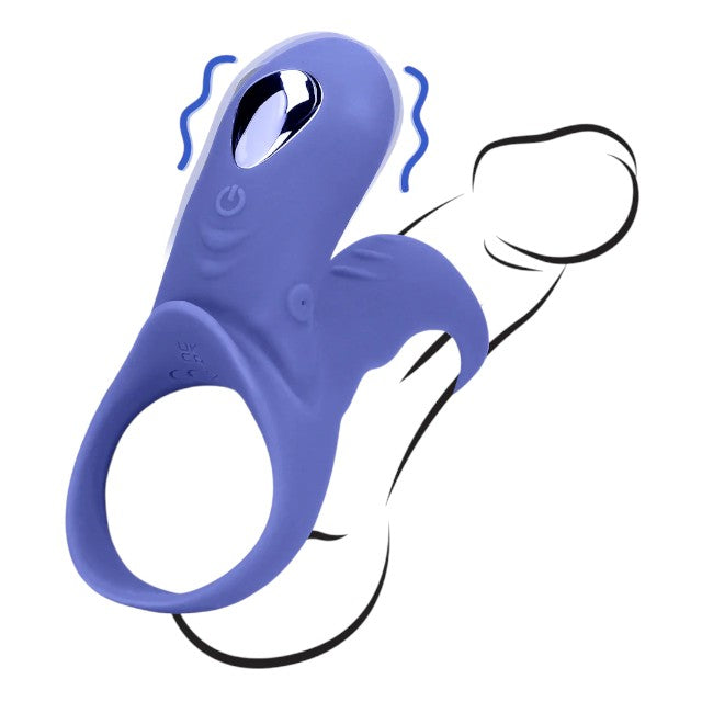 Inel vibrator pentru penis LOVELINE Cockring with Clit Stimulation, pentru cupluri, 9 funcții de vibrație, albastru 1 Inel vibrator pentru penis LOVELINE Cockring with Clit Stimulation, pentru cupluri, 9 funcții de vibrație, albastru