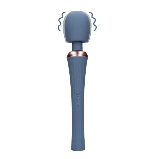 Aparat de masaj LOVELINE Powerful Wand Vibrator with Still Handle, pentru corp și zone intime, 20 funcții de vibrație, albastru