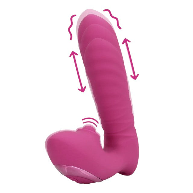 Vibrator dublu LOVELINE Thrusting and Tapping, cu funcție de penetrare automată, 22 funcții de vibrație, culoarea roz 1 Vibrator dublu LOVELINE Thrusting and Tapping, cu funcție de penetrare automată, 22 funcții de vibrație, culoarea roz