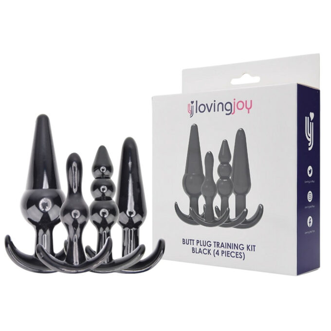 Set Plug Anal LovingJoy - Training, material moale si flexibil, negru, 12.75 cm, 11 cm, 9.5 cm, 9 cm 1 Set Plug Anal LovingJoy - Training, material moale si flexibil, negru, 12.75 cm, 11 cm, 9.5 cm, 9 cm