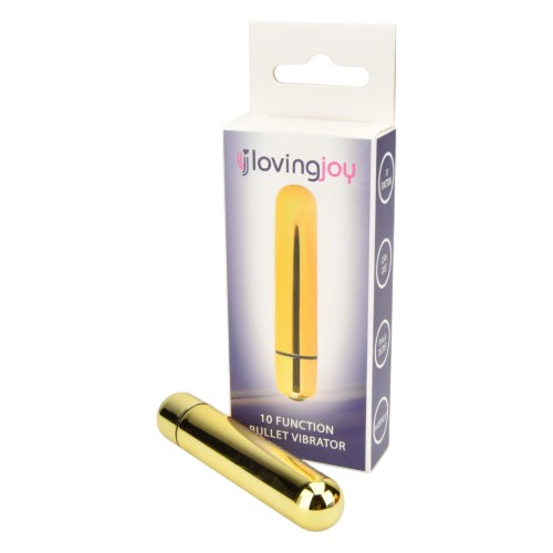 Vibrator Bullet LovingJoy - Gold, cu 10 functii vibratie, auriu 1 Vibrator Bullet LovingJoy - Gold, cu 10 functii vibratie, auriu