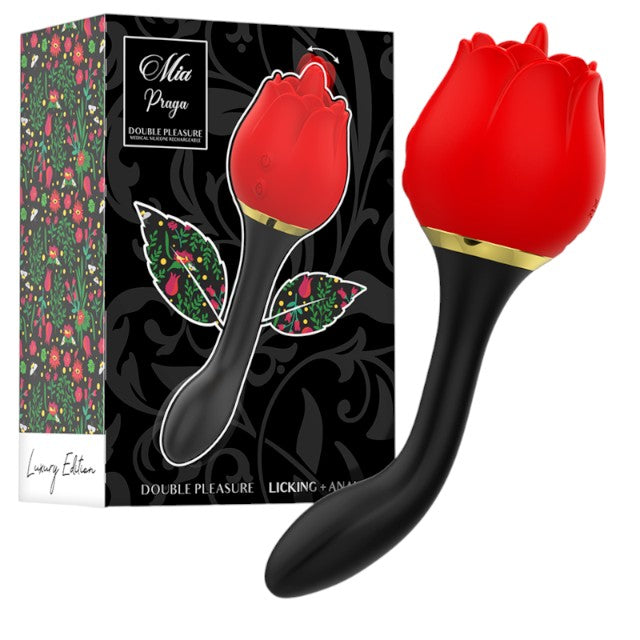 Stimulator cloritidian si anal MIA Double Pleasure, in forma de trandafir, 10 functii de vibratie, culoarea rosu 1 Stimulator cloritidian si anal MIA Double Pleasure, in forma de trandafir, 10 functii de vibratie, culoarea rosu