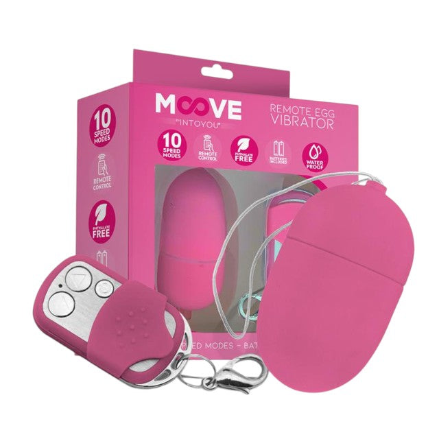 Ou vibrator INTOYOU MOOVE Remote Medium Egg Vibrator, cu control prin telecomandă, 10 funcții de vibrație, rezistent la apă, roz 1 Ou vibrator INTOYOU MOOVE Remote Medium Egg Vibrator, cu control prin telecomandă, 10 funcții de vibrație, rezistent la apă, roz
