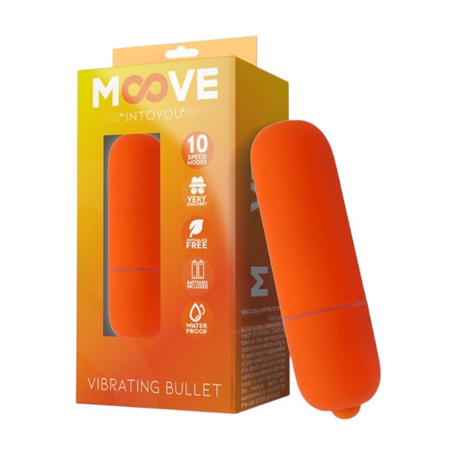 Vibrator bullet INTOYOU MOOVE, pentru stimularea clitorisului, 10 funcții de vibrație, rezistent la apă, culoarea portocaliu 1 Vibrator bullet INTOYOU MOOVE, pentru stimularea clitorisului, 10 funcții de vibrație, rezistent la apă, culoarea portocaliu