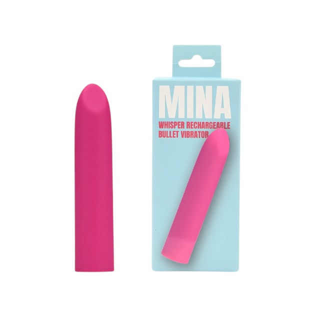 Stimulator clitoris MINA Whisper, design în formă de ruj, 10 funcții de vibrație, 9.25 cm, roz 1 Stimulator clitoris MINA Whisper, design în formă de ruj, 10 funcții de vibrație, 9.25 cm, roz