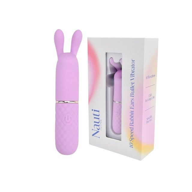 Vibrator bullet NAUTI Petites Rabbit Ears, pentru stimularea clitorisului, 10 functii de vibratie, roz cu urechi de iepuras 1 Vibrator bullet NAUTI Petites Rabbit Ears, pentru stimularea clitorisului, 10 functii de vibratie, roz cu urechi de iepuras